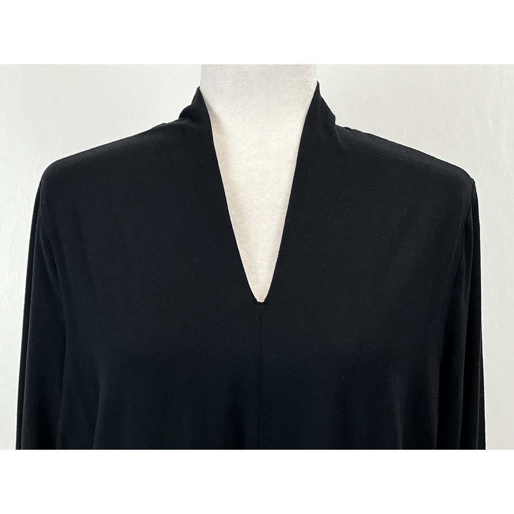 Talbots Black Stretch Shirt Top 1X Plus GUC Vneck Women's Classic Basic - Picture 5 of 7
